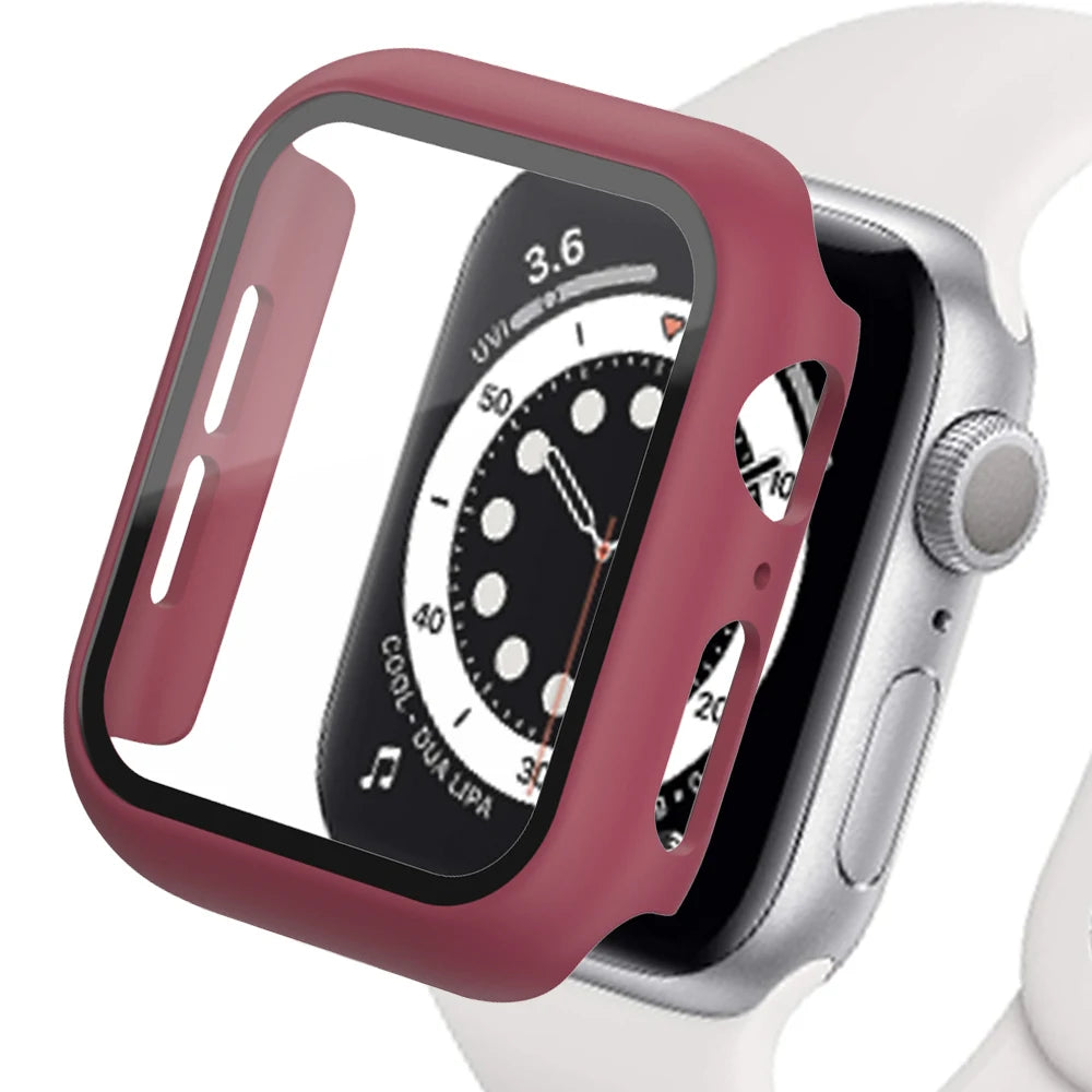 Displayschutzfolie aus gehärtetem Glas+Abdeckung für Apple Watch Zubehör 45mm 41mm 44mm 40mm 42mm Displayschutzfolie Apple Watch Hülle Serie 9 4 5 6 SE 7 8