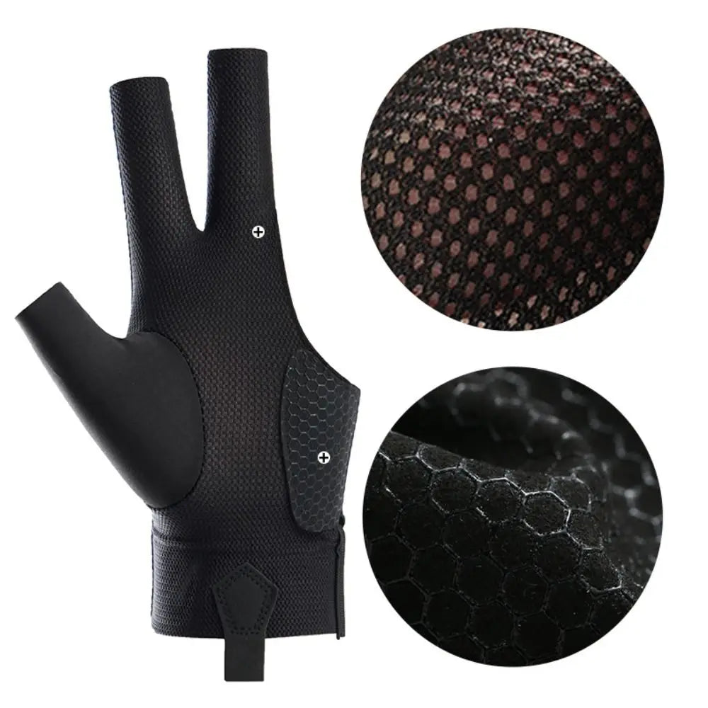 Neuer Drei-Finger-Snooker-Handschuh elastisch rutschfest Billardhandschuh linker rechter Hand atmungsaktiver Trainingshandschuh Fitness-Accessoires