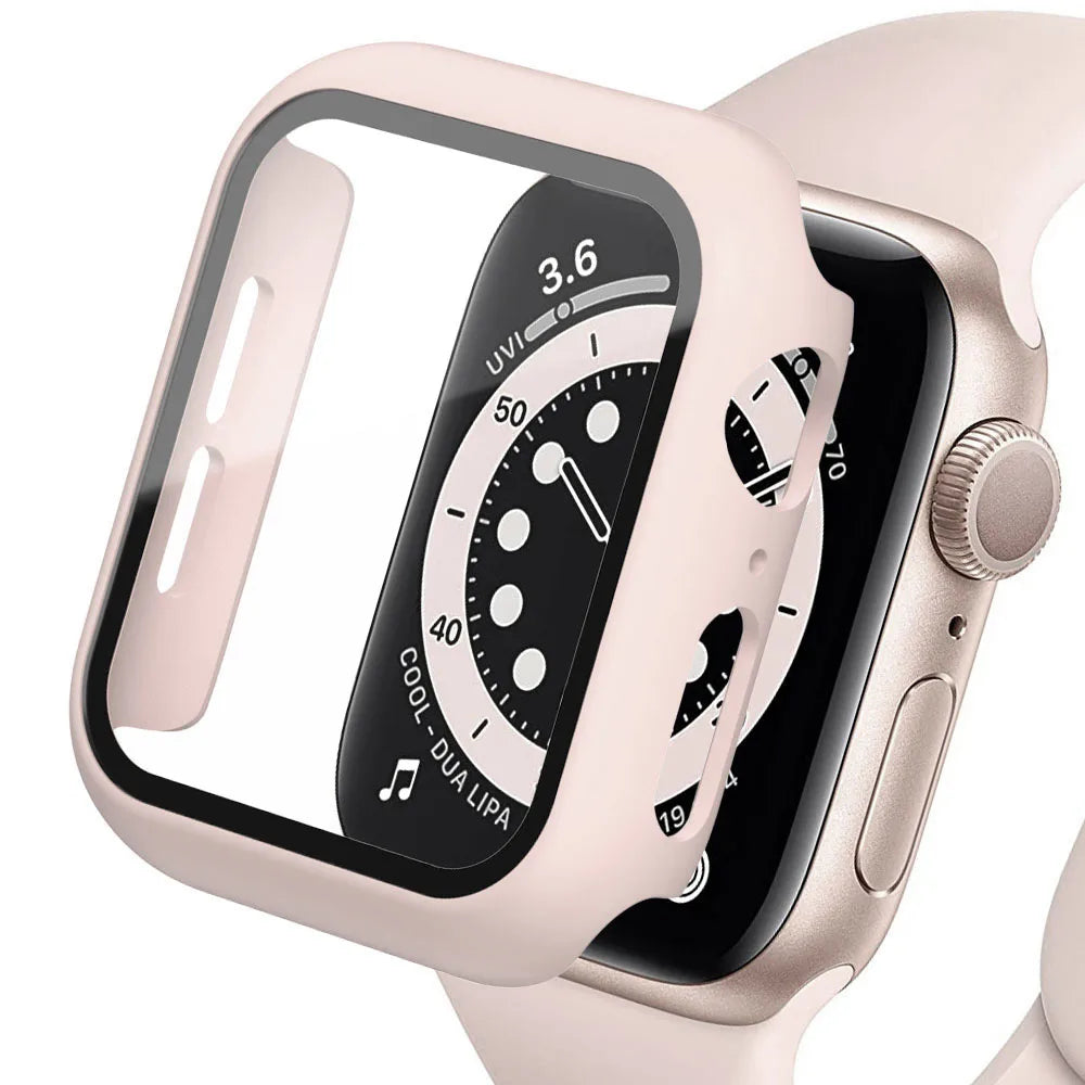 Displayschutzfolie aus gehärtetem Glas+Abdeckung für Apple Watch Zubehör 45mm 41mm 44mm 40mm 42mm Displayschutzfolie Apple Watch Hülle Serie 9 4 5 6 SE 7 8