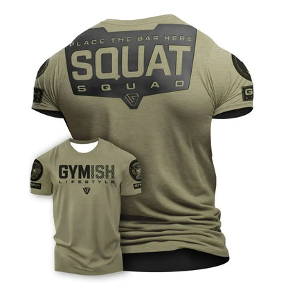 Hot selling summer men's gym training letter printed polyester micro elastic breathable round neck T-shirt outdoor sports top