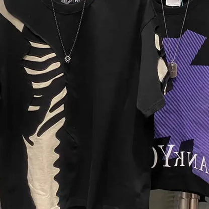 Black clothing with zebra pattern and purple design on a stand
