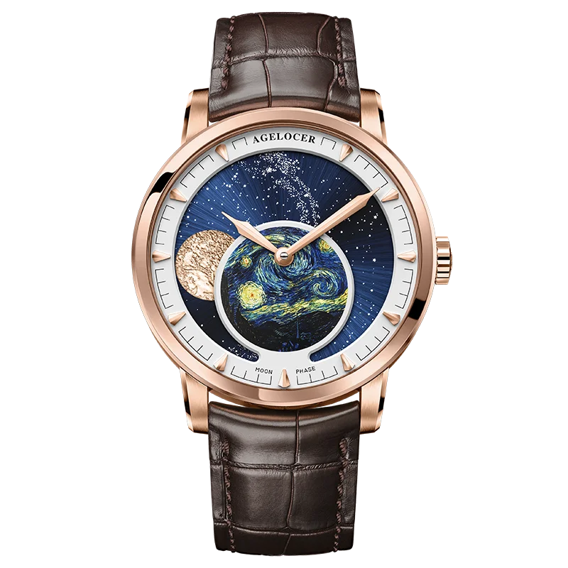 Astronomer Watch Van Gogh Oil Painting Luxury Automatic Mechanical Moon Phase Watch