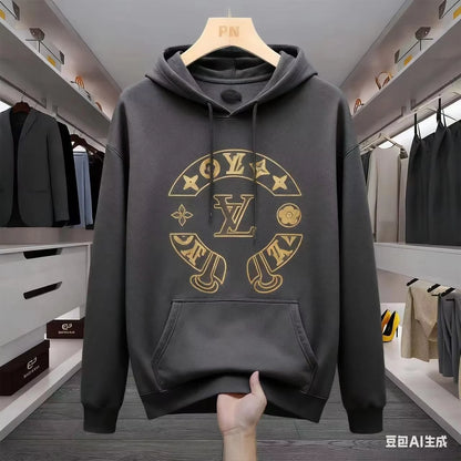 Trendy Heavyweight Printed Hoodie Sweatshirt for Men