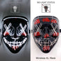 Drahtlose Neon-LED-Reinigungsmaske, im Dunkeln leuchtende Cosplay-Horrormaske, Halloween-Maskerade-Partymasken, leuchtende, lustige Verkleidung