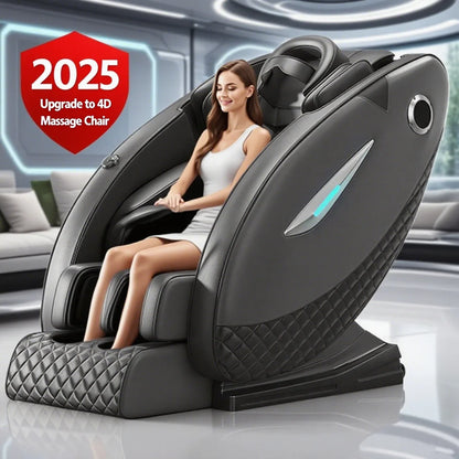 4D Massage Chair with Full Body Relaxation Function 2025 Zero Gravity SL-Track Shiatsu with Bluetooth Speaker and AI Control
