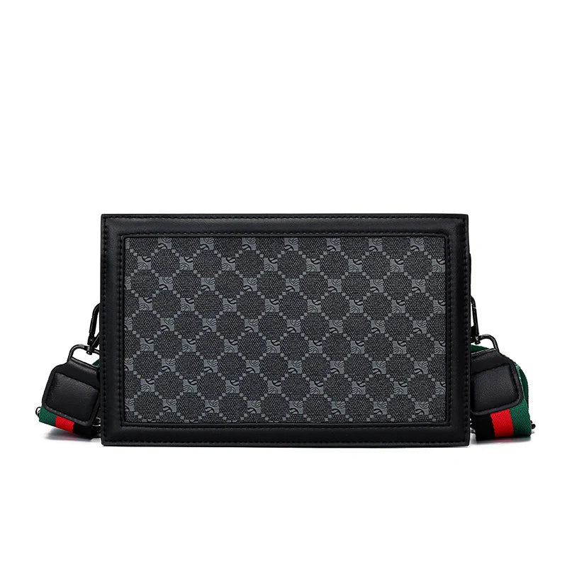 Hochwertige Herren Umhängetasche Stylische kleine quadratische Tasche Minimalistische karierte leichte Business Crossbody Bag Lässige Street Sling Bag