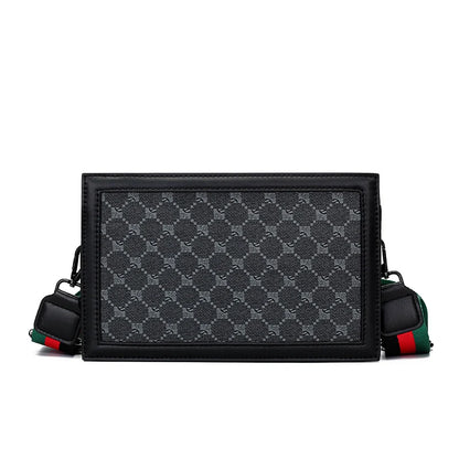 Hochwertige Herren Umhängetasche Stylische kleine quadratische Tasche Minimalistische karierte leichte Business Crossbody Bag Lässige Street Sling Bag