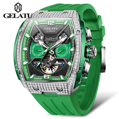 GELATU Skeleton Automatic Watch – Silicone Dual Calendar