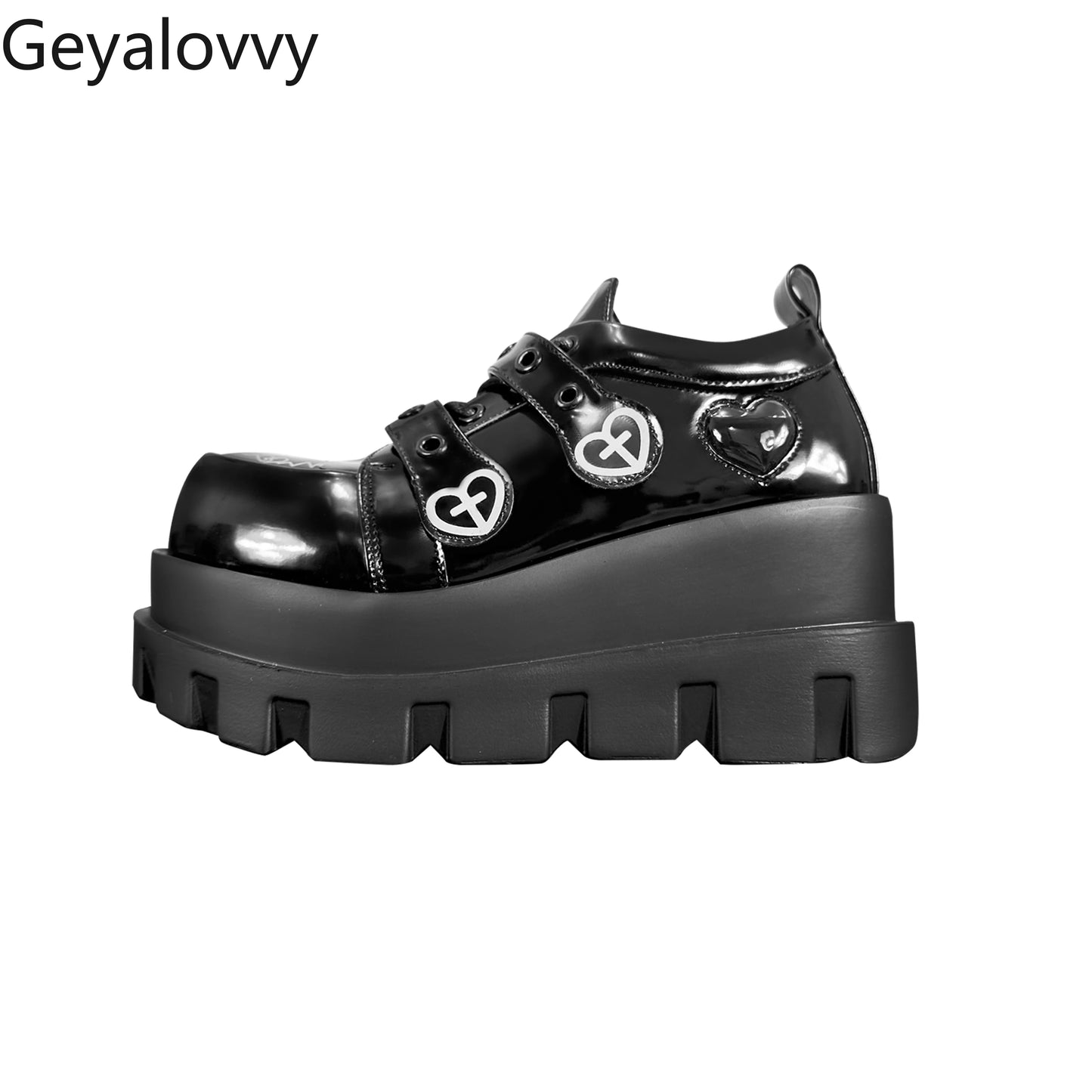 Original Punk Style Love Cross Macaron Subculture Platform Shoes Femme Spring Autumn 2025 New Elegant Casual Women's Pumps