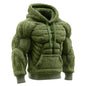 Men's Fashion Flannel Hoodie Pullover Abdominal Muscle Design Sportswear Autumn Winter Casual Long Sleeve Hooded Sweatshirt