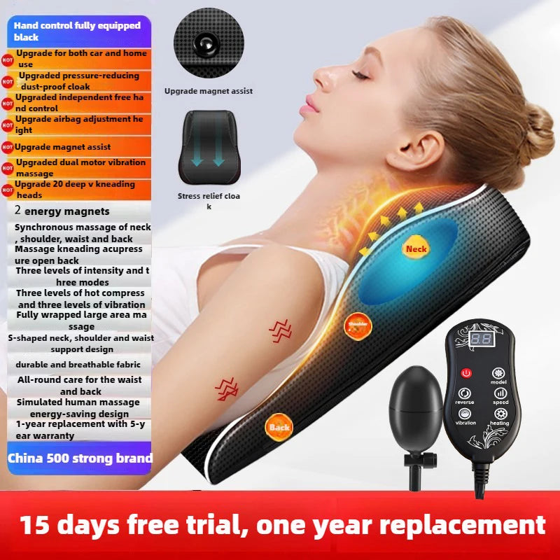 Manufacturer Direct Electric Shiatsu Head Neck Cervical Ttraction Body Massager Car Back Pillow with Heating Vibrating Massage D