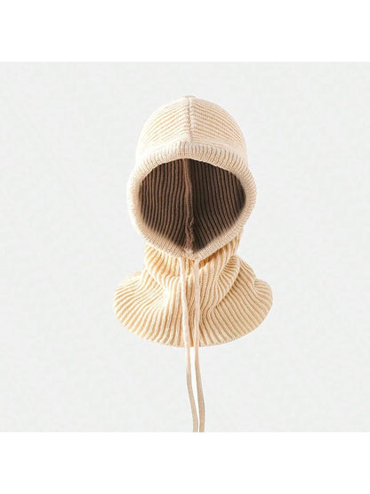 Women Knitted Balaclava Fashion Fake Collar Shawl Hooded Hat Thick Warm Beanines Winter Hat official website tool undefine