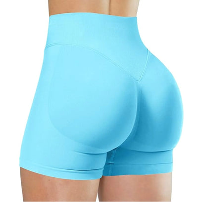 Women's Summer High Waist Yoga Shorts | Solid Color Running Fitness