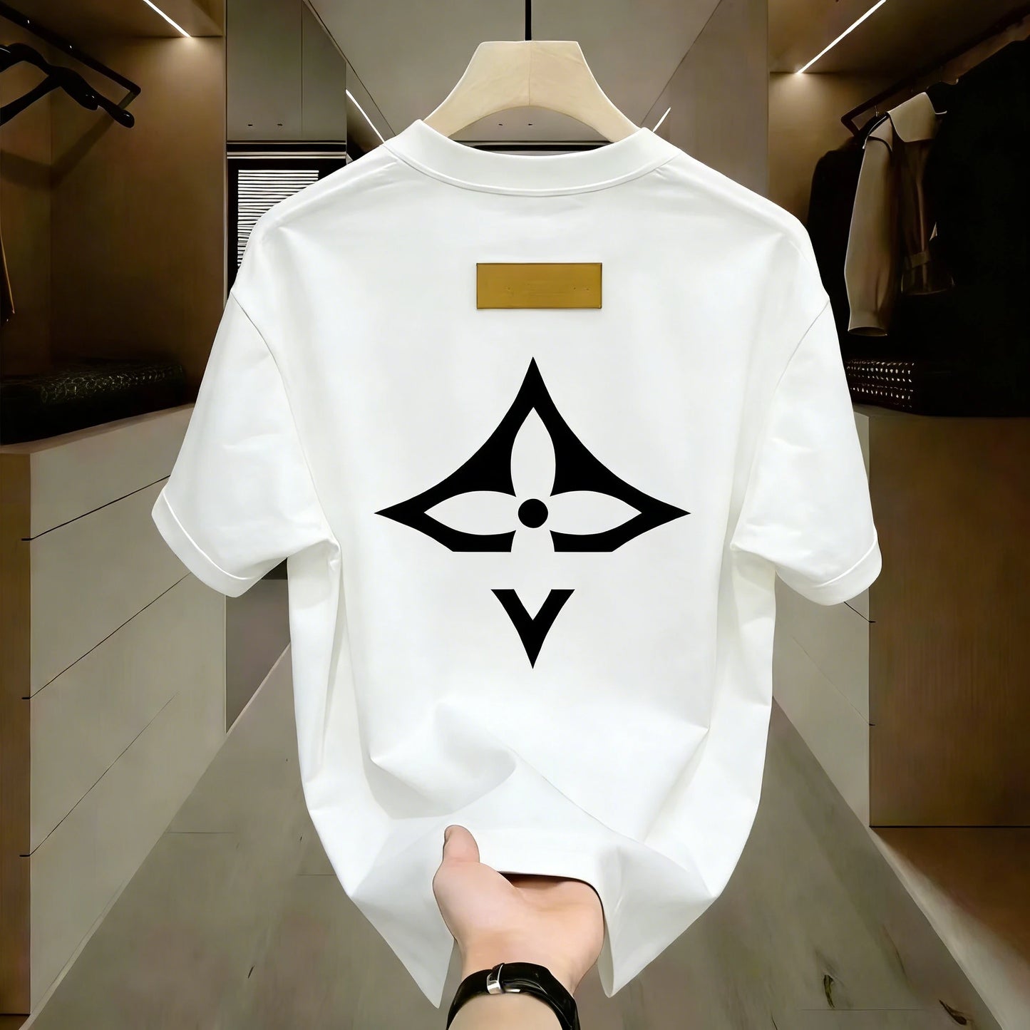 Luxury Pattern Printed Cotton T-Shirt Loose Casual Tee