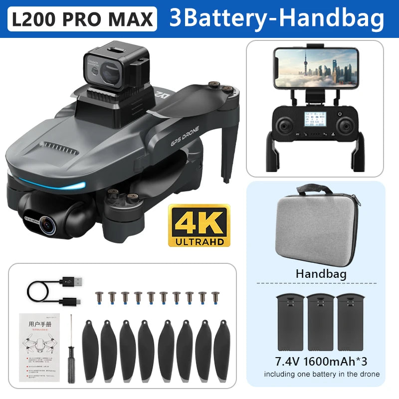 L200 PRO MAX 4K Drone | GPS FPV Brushless Quadcopter
