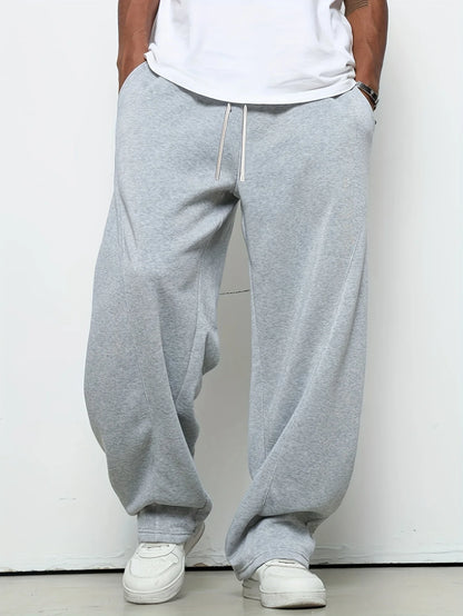 Herren schwere atmungsaktive Sport-Jogginghose elastischer Kordelzug Taille lockere gerade Freizeithose dicke Herren-Sweatpants
