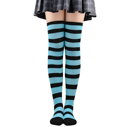 Long Socks Womens Over Above Knee Striped Thigh High Stockings Polka Dot Ladies Black White Pink Cosplay Lolita Harajuku Y2k