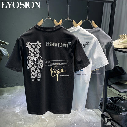 Polo-Shirts High Street Bären-Print Freizeit Kurzarm Umlegekragen Ropa Hombre Camisetas