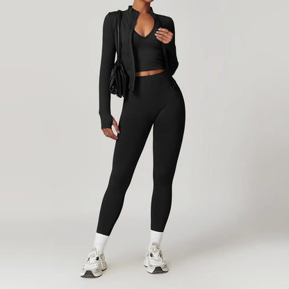 2/3/4PCS Yoga Set Gym Clothes Sportswear Seamless Yoga Suits For Women Fitness Long Sleeved Tracksuits Sports Bra Gym Leggings