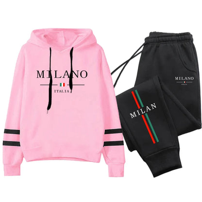 Office Home Womens Tracksuit Print Stripe Sweatshirt Set High Quality Sports Jogging Womens Clothing Fashion Casual Hoodie Suit
