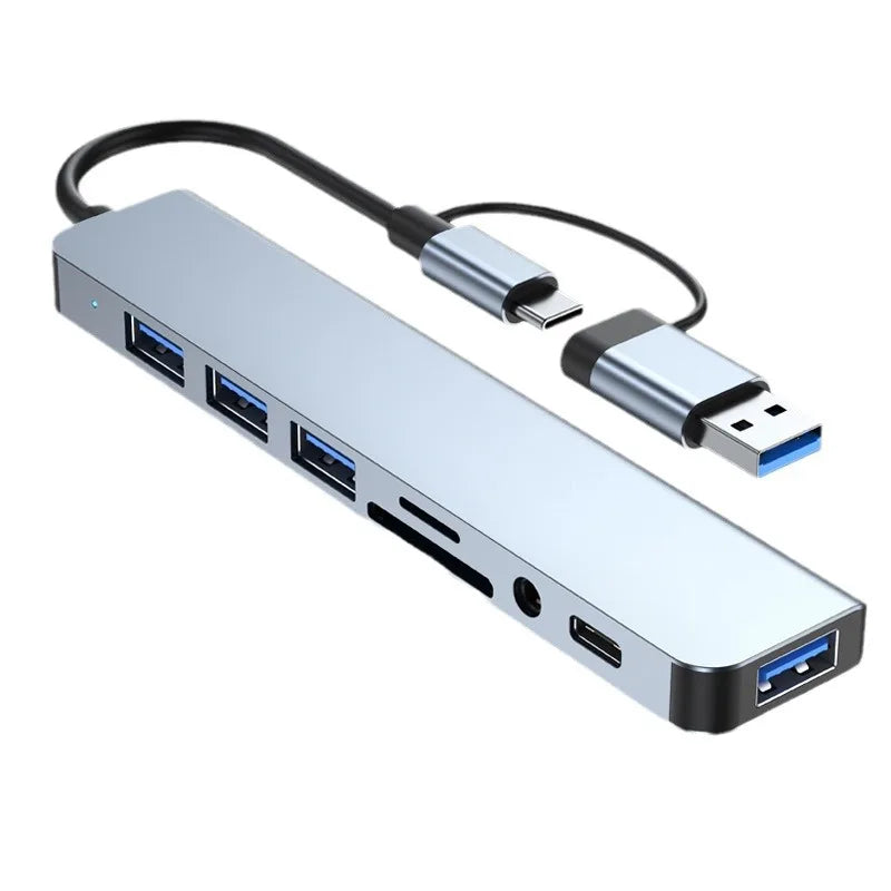 8-in-2 USB-C HUB – SD Card Reader & 3.5mm Audio Adapter