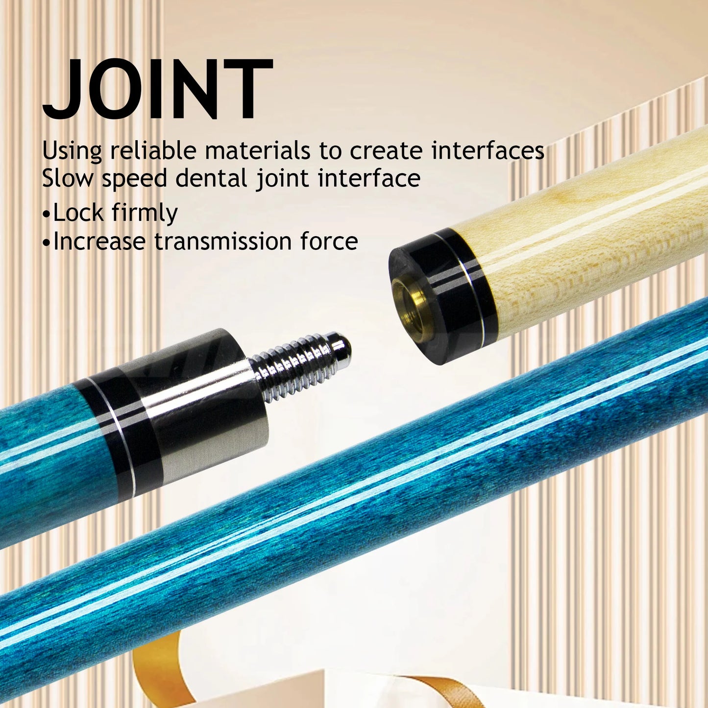 Pro-Grade Maple Pool Cue 13mm Hard-Elastic Rainbow Tip Shockproof & Anti-Deformation Uni-Loc Quick-Release Joint