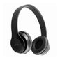 Black wireless headphones on a white background