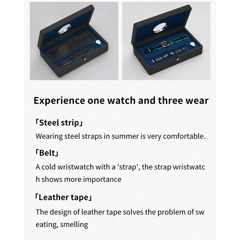 IDEAL KNIGH Watch Advanced Tourbillon Automatic Mechanical Watch Waterproof Luminous Dual Region Time