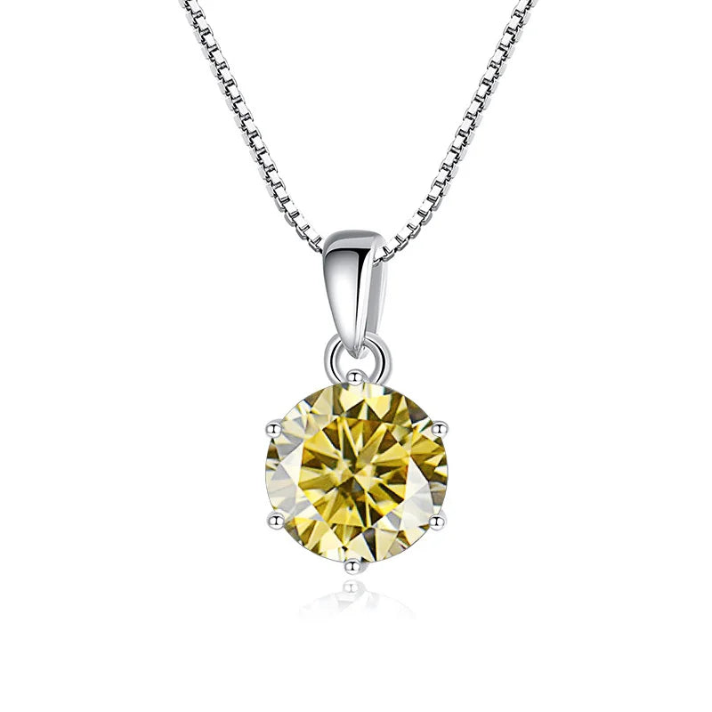 JoyceJelly 1 CT Real Moissanite Pendant Necklace For Women Royal Blue Color Moissanite 925 Sterling Silver Wedding Fine Jewelry