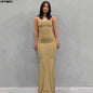 Women's Satin Backless Bodycon Maxi Slip Dress