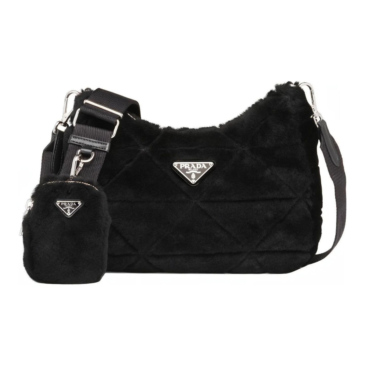 Luxury Sheepskin Crossbody Shoulder Bag Black