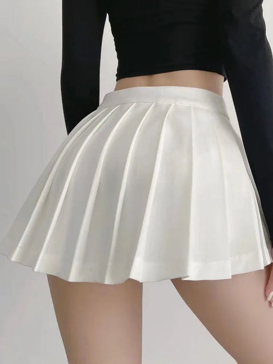 Zoki Sexy Women Pleated Skirts High Waist Summer Vintage Mini Skirts Korean Tennis Student White Designed Dance Skirt - Teglex