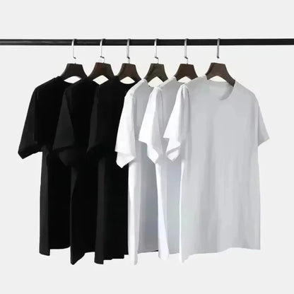Men's Printed Pure Cotton Round-neck Short-sleeved T-shirt, A New Summer Loose Base Layer Top for Men's Casual and Cool Style