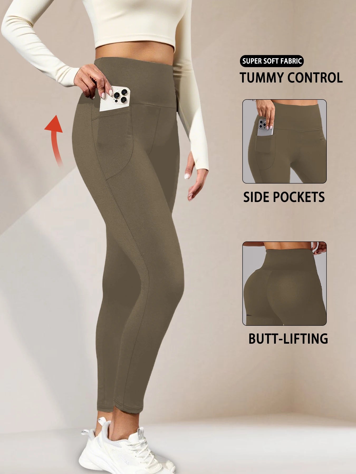 High Waisted Yoga Leggings with Pockets - Women's Super Soft Tummy Control for Workout and Everyday Comfort