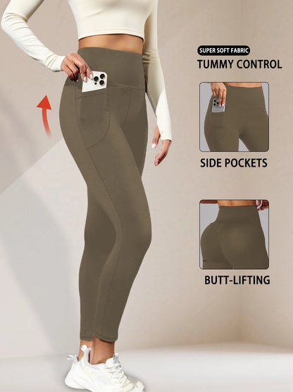 High Waisted Yoga Leggings with Pockets - Women's Super Soft Tummy Control for Workout and Everyday Comfort