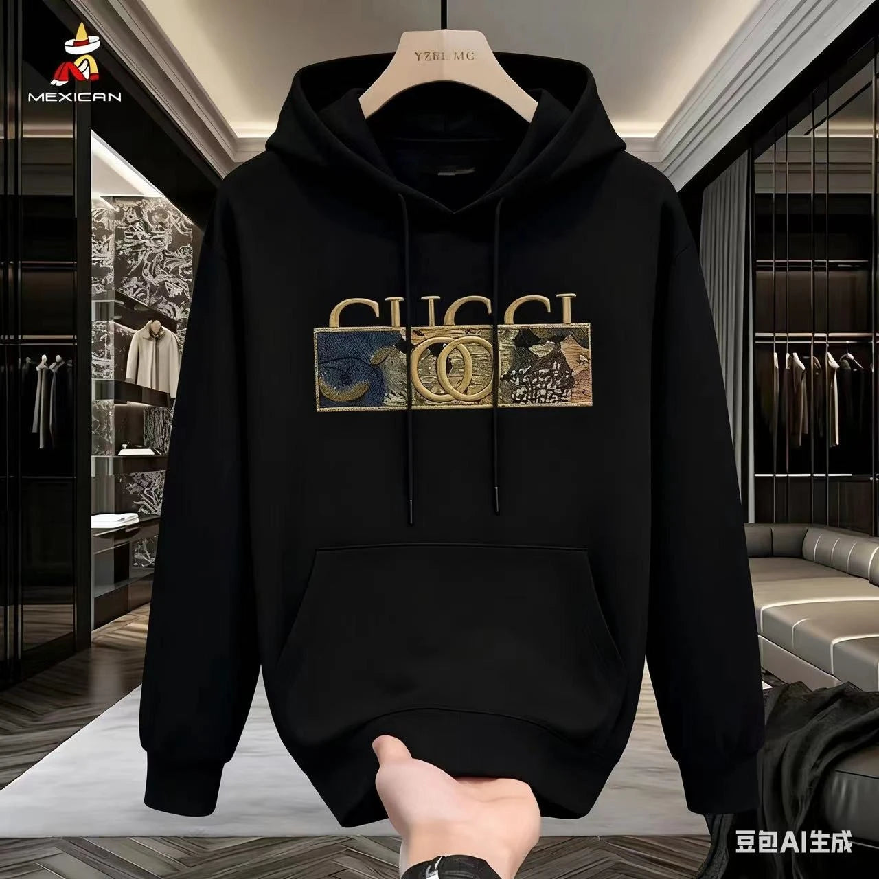 Lockere Baumwoll-Hoodies mit hochwertigem Print für Herren und Damen Herbst und Winter