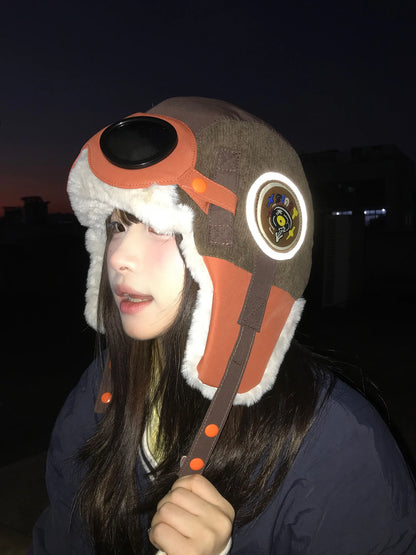 Thiened Cartoon Flight Hat Women Winter Warm Windproof Coldproof Northeast Furry Lei Feng Cap Cute Cartoon Design Riding Ea...