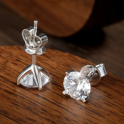 KNOBSPIN Moissanite Earring 0.2-2ct D VVS1 GRA Certified Lab Diamond 4 Claw s925 Sterling Silver Stud Earrings for Women Man