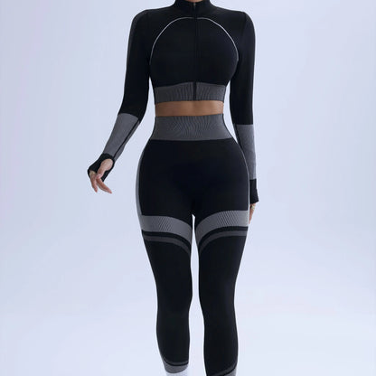 Zipper Women Yoga Long Sleeved Outdoor Running Fitness Wear T-shirt Long sleeved Yoga Shirt Gym Push Up Workout Top XP32