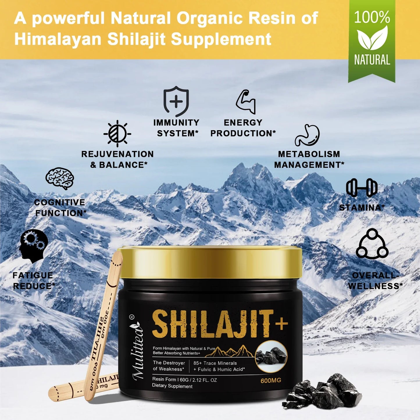 100 % reines Himalaya Shilajit mit über 85 Spurenelementen und Fulvosäure für mehr Energie, Ausdauer, Immununterstützung und Größenwachstum beim Mann