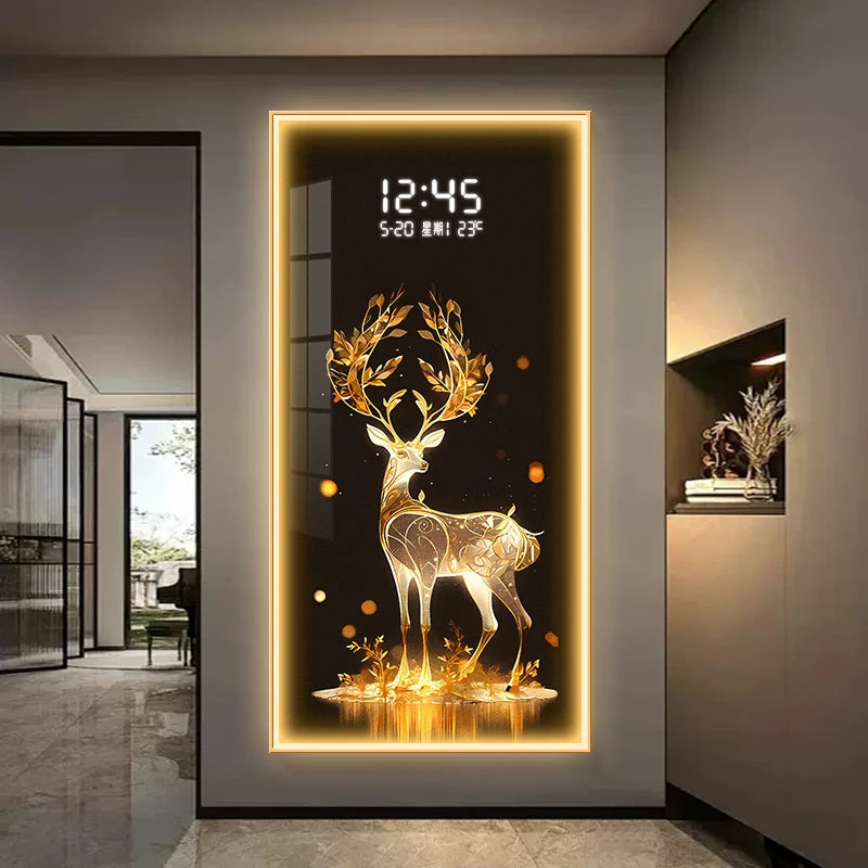 Decorative wall clock with deer design in a modern interior setting