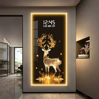 Decorative wall clock with deer design in a modern interior setting