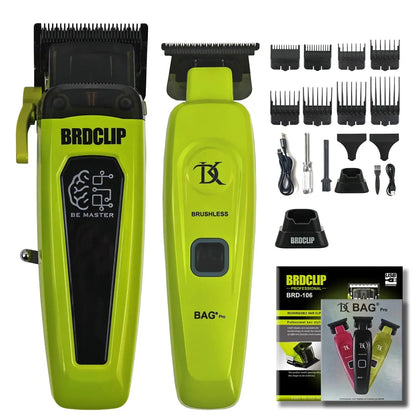 Professioneller elektrischer Haarschneider BRD 106 mit Ladestation 7500 U/min Haartrimmer für Herren DK-078 DLC Klinge 7200 U/min Friseurset 2-teilig