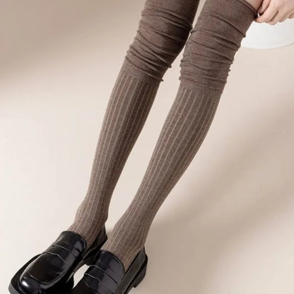 Knee High Socks for Women | Thin Long Stacked Socks Solid Colour Patchwork High Elasticity Stockings (1/3/5 Pairs)