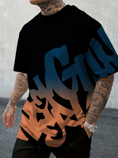 2025 Neuer Sommer personalisierter Buchstaben-Print Bequemes und atmungsaktives Rundhals-T-Shirt Outdoor High Street Top