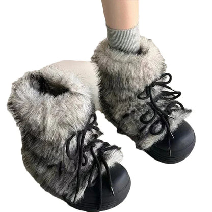 Women's Bow Platform Snow Ankle Boots Warm Plush Winter