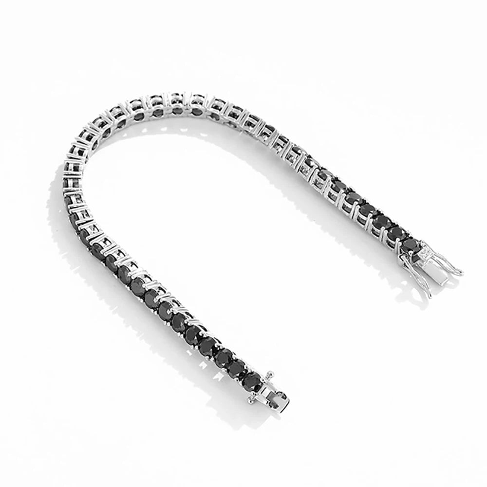 Serenity 2mm 3mm 5mm Black Moissanite Tennis Bracelet For Women Man Gift S925 Sterling Silver Sparkling Lab Diamond Hand Chain