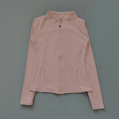 New yoga wear ladies coat round high elastic loose exercise yoga fitness long sleeve stand-up collar  yoga tops