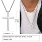 Vnox Cross Necklace for Men Women, Silver Color Plain Cross Pendant Collar with Stainless Steel Box Chain