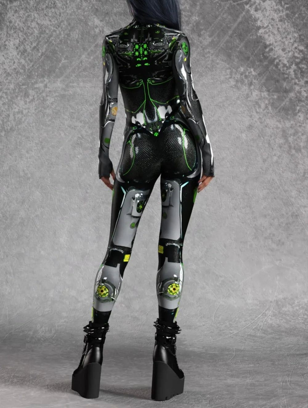 Futuristic Women Machinery Jumpsuit Punk Party Cosplay Catsuit Steampunk Robot Fighter Zentai Suit Halloween Performance Costume